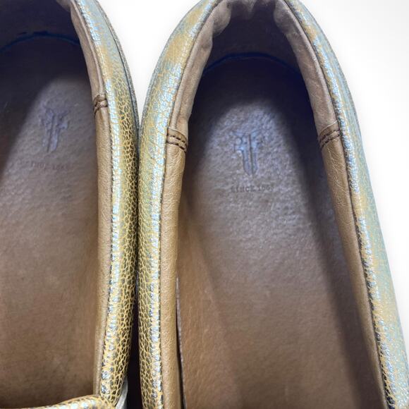 FRYE Ivy Slip On Metallic Gold Leather Sneakers - Picture 7 of 12